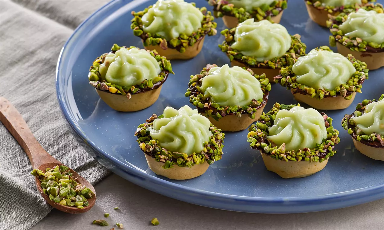 antep fistikli pudingli mini tartoletler